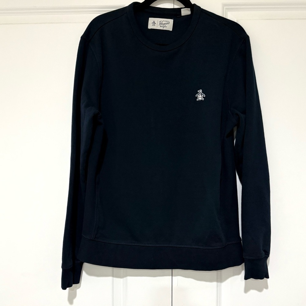 Original Penguin Navy Blue Crewneck Sweatshirt with Embroidered Logo